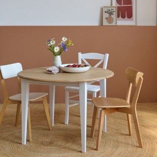 Table ronde extensible Victoria : trois rallonges et pied renfort