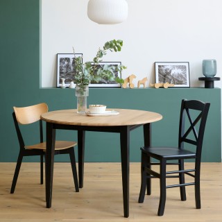 Table ronde extensible Victoria : trois rallonges et pied renfort