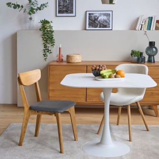 Table carrée en céramique et pied tulipe en métal L90 MARSA - HELLIN