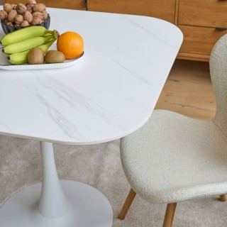 Table carrée en céramique et pied tulipe en métal L90 MARSA - HELLIN