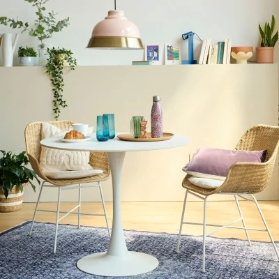 Table à manger ronde en céramique et pied tulipe en métal L90 MARSA - HELLIN