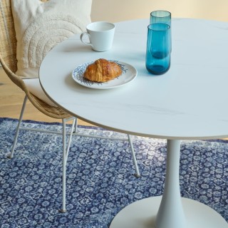 Table à manger ronde en céramique et pied tulipe en métal L90 MARSA - HELLIN
