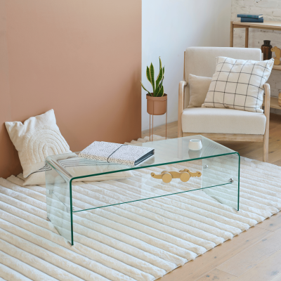 Table basse rectangulaire en verre double plateau L100 IDORA - HELLIN