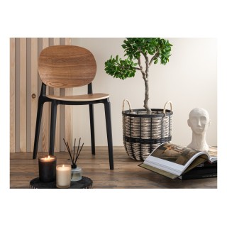 Chaise de salle à manger naturel/noire style japandi (lot de 2) - HELLIN