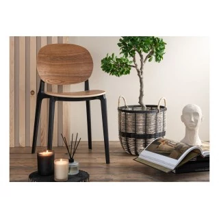 Chaise de salle à manger naturel/noire style japandi (lot de 2) - HELLIN