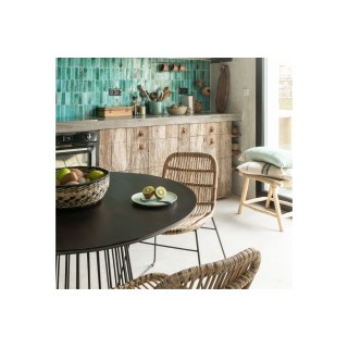 Table ronde en manguier et métal noir 4 personnes D120 HAZEL - HELLIN