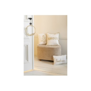 Banc coffre 1 place en tissu peluche beige L80 GRIZZLY - HELLIN