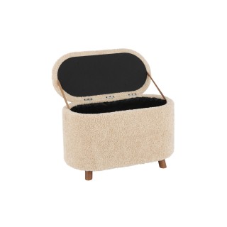 Banc coffre 1 place en tissu peluche beige L80 GRIZZLY - HELLIN