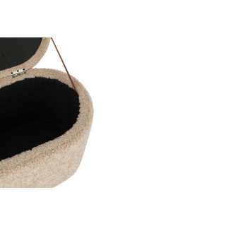 Banc coffre 1 place en tissu peluche beige L80 GRIZZLY - HELLIN