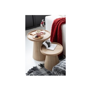 Table basse ronde en bois naturel (set de 2) AGATHE - HELLIN