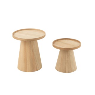 Table basse ronde en bois naturel (set de 2) AGATHE - HELLIN