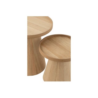 Table basse ronde en bois naturel (set de 2) AGATHE - HELLIN