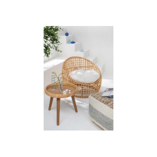 Fauteuil lounge en rotin naturel avec coussin écru CARNAC - HELLIN