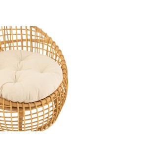 Fauteuil lounge en rotin naturel avec coussin écru CARNAC - HELLIN