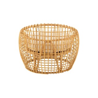 Fauteuil lounge en rotin naturel avec coussin écru CARNAC - HELLIN