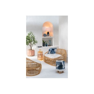 Canapé 2 places en rotin naturel avec coussin écru - CARNAC