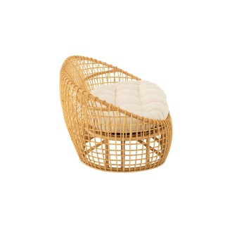 Canapé 2 places en rotin naturel avec coussin écru - CARNAC