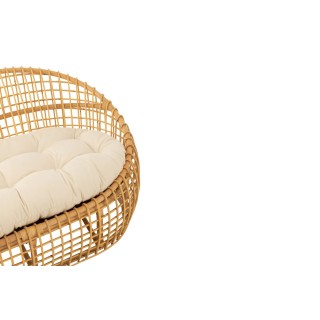 Canapé 2 places en rotin naturel avec coussin écru - CARNAC