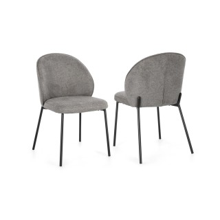 Chaise de salle à manger design en tissu et métal noir (lot de 2)  NELLY - HELLIN