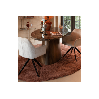 Chaise en métal et velours texturé (lot de 2) LUCIE - HELLIN