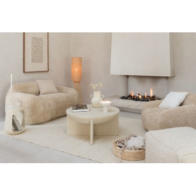 Table basse ronde organique en bois beige D90 MILLY - HELLIN