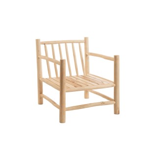 Fauteuil artisanal en massif teck naturel avec coussins beige SANCHO - HELLIN