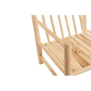 Fauteuil artisanal en massif teck naturel avec coussins beige SANCHO - HELLIN