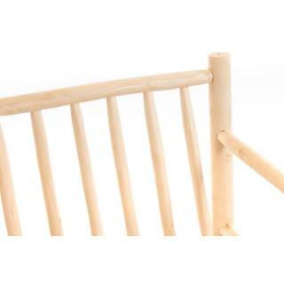 Fauteuil artisanal en massif teck naturel avec coussins beige SANCHO - HELLIN