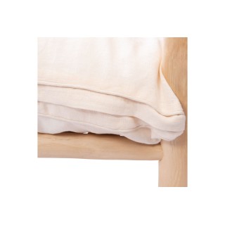 Fauteuil artisanal en massif teck naturel avec coussins beige SANCHO - HELLIN