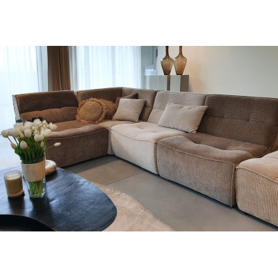 Fauteuil chauffeuse lounge en velours côtelé LORENZO - HELLIN