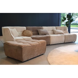 Fauteuil chauffeuse d'angle lounge en velours côtelé LORENZO - HELLIN