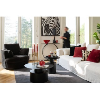 Table basse ronde design en métal noir D55 MONZA - HELLIN