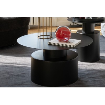 Table basse ronde design en métal noir D80 MONZA - HELLIN