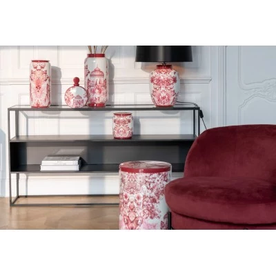 Console avec niche en métal noir et verre L140 LUCE - HELLIN