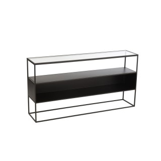 Console avec niche en métal noir et verre L140 LUCE - HELLIN