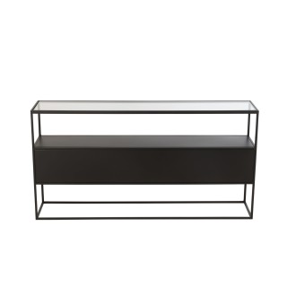 Console avec niche en métal noir et verre L140 LUCE - HELLIN