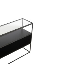 Console avec niche en métal noir et verre L140 LUCE - HELLIN