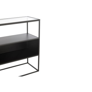 Console avec niche en métal noir et verre L140 LUCE - HELLIN