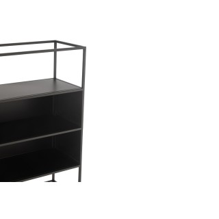 Bibliothèque en métal noir et verre 4 étagères LUCE - HELLIN