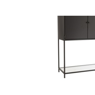 Bibliothèque en métal noir et verre 2 portes - HELLIN