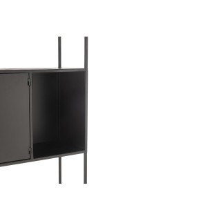 Bibliothèque en métal noir et verre 2 portes - HELLIN