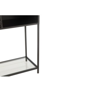 Bibliothèque en métal noir et verre 2 portes - HELLIN