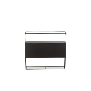 Étagère murale rectangulaire en métal noir et verre LUCE - HELLIN