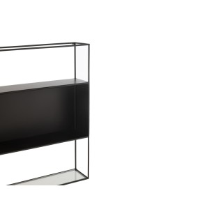 Étagère murale rectangulaire en métal noir et verre LUCE - HELLIN