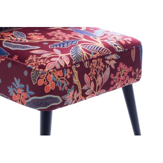 Fauteuil crapaud en velours prune à motifs VIOLETTE - HELLIN