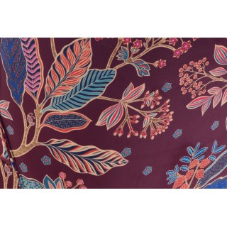 Fauteuil crapaud en velours prune à motifs VIOLETTE - HELLIN