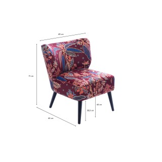 Fauteuil crapaud en velours prune à motifs VIOLETTE - HELLIN