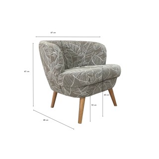 Fauteuil rétro en tissu jacquard motifs floraux DAGOBERT - HELLIN