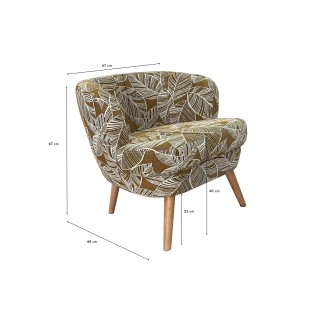 Fauteuil rétro en tissu jacquard motifs floraux DAGOBERT - HELLIN