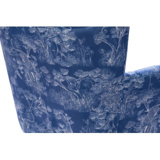 Fauteuil à accoudoirs en tissu peau de pêche bleu à motifs HERON - HELLIN